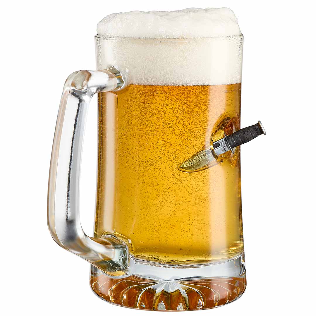 Glassware with Combat Knife Embedment