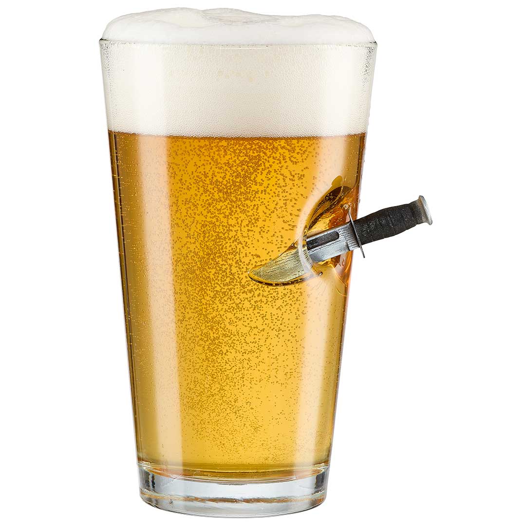 BenShot Combat Knife 16 oz Pint Glass
