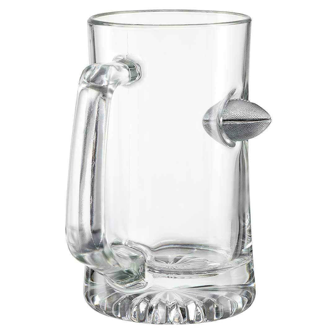 BenShot Football 24 oz Beer Mug with an embedded solid metal miniature football