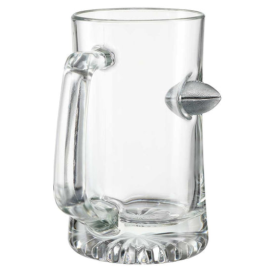 BenShot Football 24 oz Beer Mug with an embedded solid metal miniature football