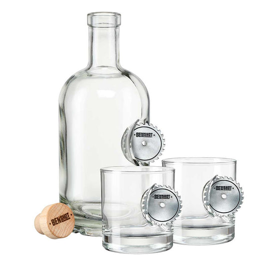 BenShot Saw Blade 750 mL Decanter & Two Rocks Glass Gift Set