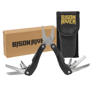 Bison River 4" Black 13 Function Multi - Tool with Nylon Sheath - Smalltown Connetchin