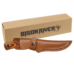 Bison River 7 3/4" Wood Handle Knife with Leather Sheath - Smalltown Connetchin
