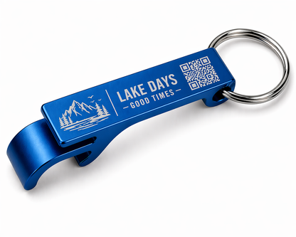 Custom Bottle Opener Keychains – Engraved Aluminum | Bulk Pricing | QR