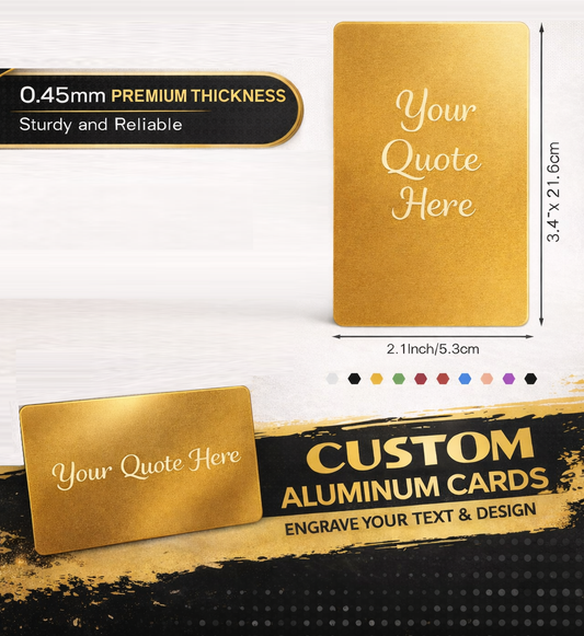 Custom Etched Thick Aluminum Cards - Perfect for Gag Certificates!! (1, 5, or 10 pcs)
