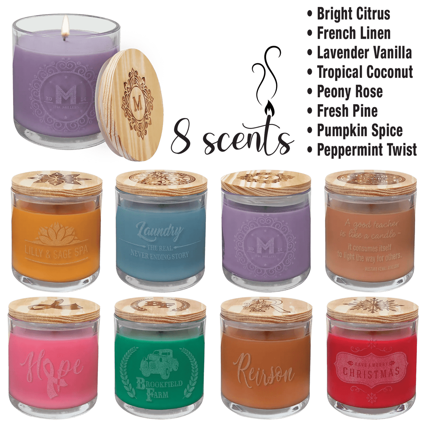 Candle with Wood Lid - 14 oz. - Custom - Smalltown Connetchin