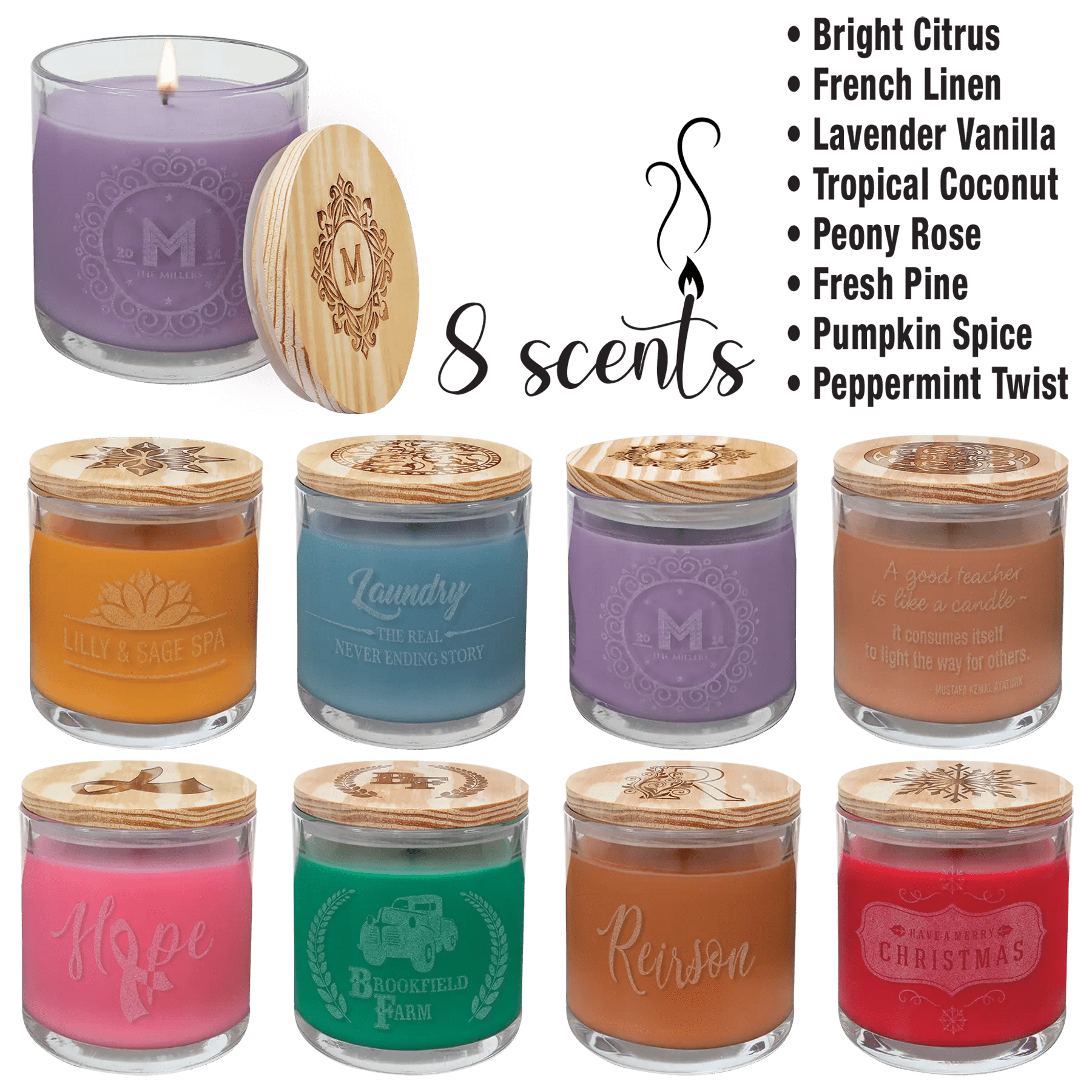 Candle with Wood Lid - 14 oz. - Custom - Smalltown Connetchin