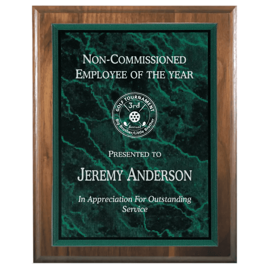 Cove Edge Genuine Walnut Personalized Plaque with (Optional) Marble Acrylic Plate - Smalltown Connetchin