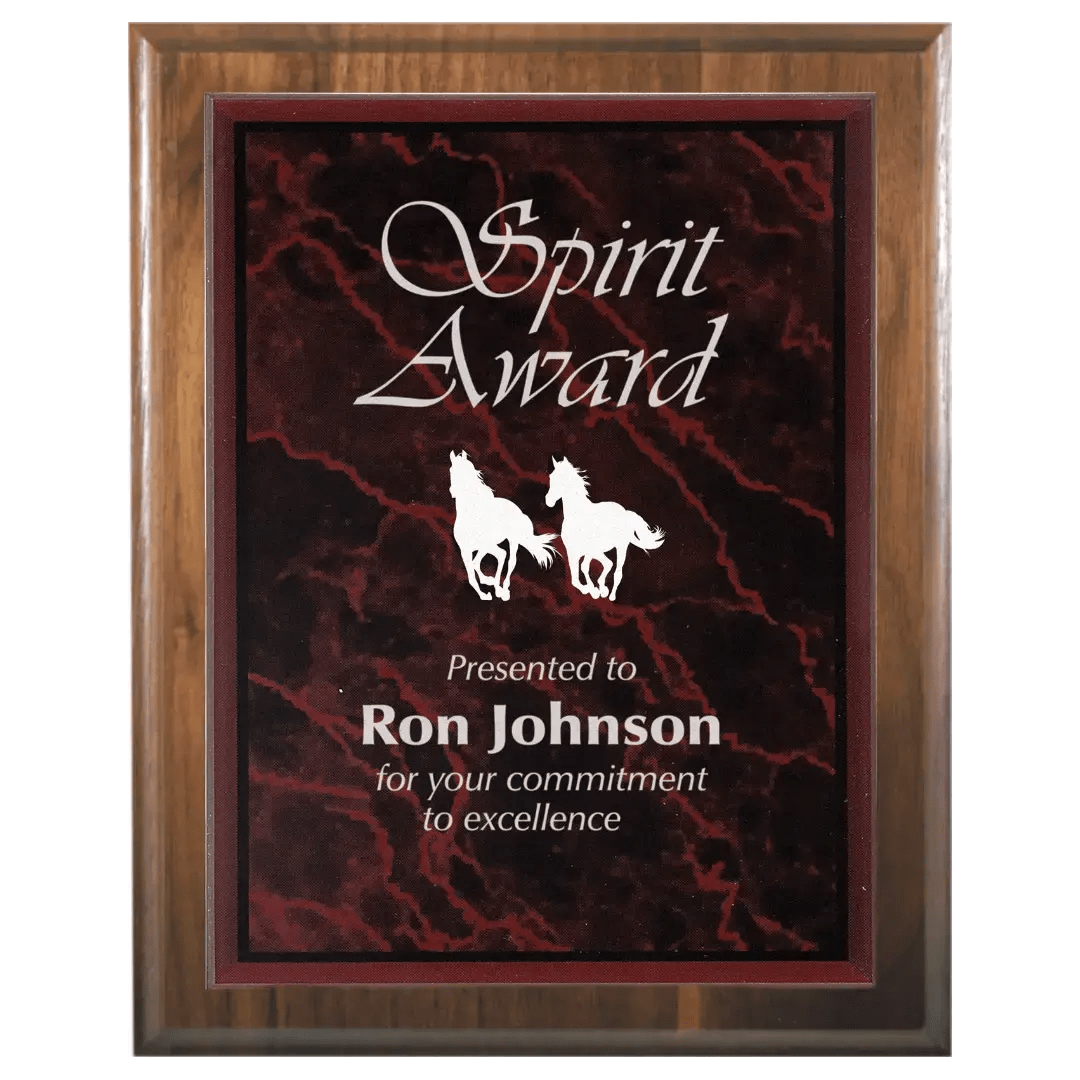 Cove Edge Genuine Walnut Personalized Plaque with (Optional) Marble Acrylic Plate - Smalltown Connetchin