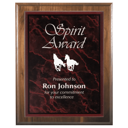 Cove Edge Genuine Walnut Personalized Plaque with (Optional) Marble Acrylic Plate - Smalltown Connetchin