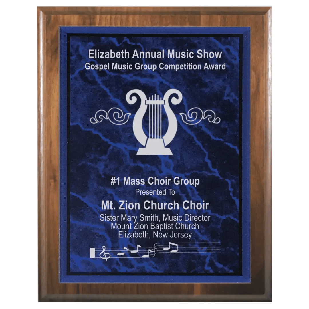 Cove Edge Genuine Walnut Personalized Plaque with (Optional) Marble Acrylic Plate - Smalltown Connetchin