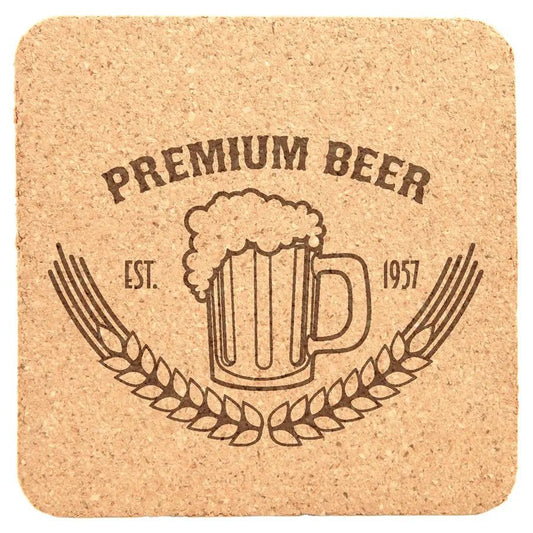 Custom Coasters Laser Etched Cork (6 pcs) - Smalltown Connetchin
