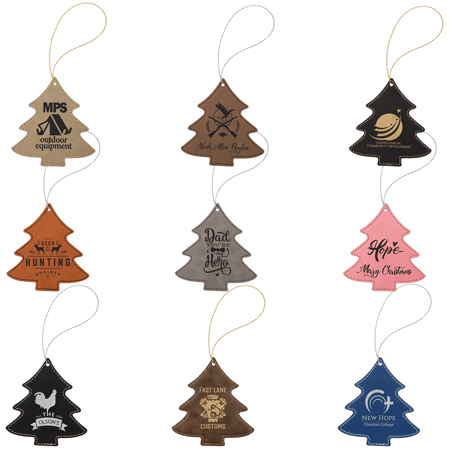 Custom Engraved Ornaments - Leatherette - Smalltown Connetchin