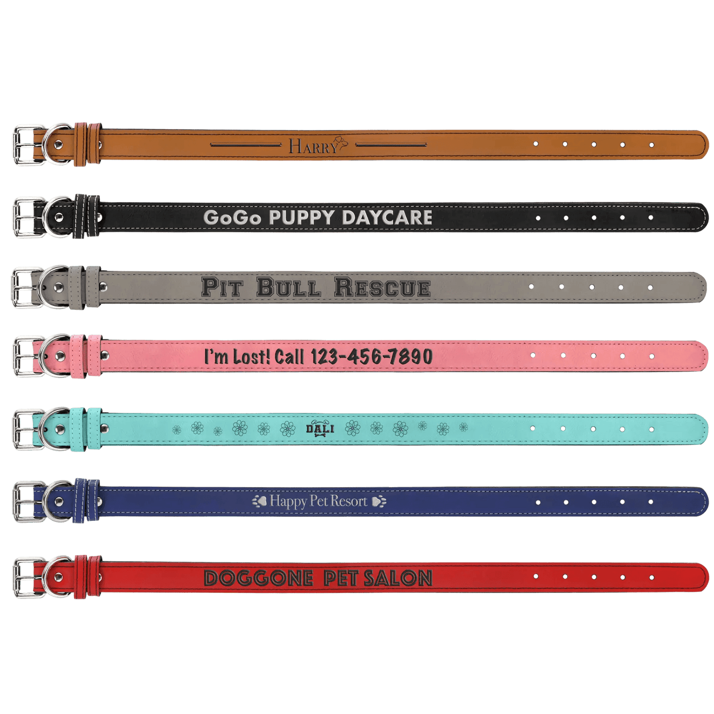 Custom Etched Dog Collar - Leatherette Large 23" x 1" - Smalltown Connetchin