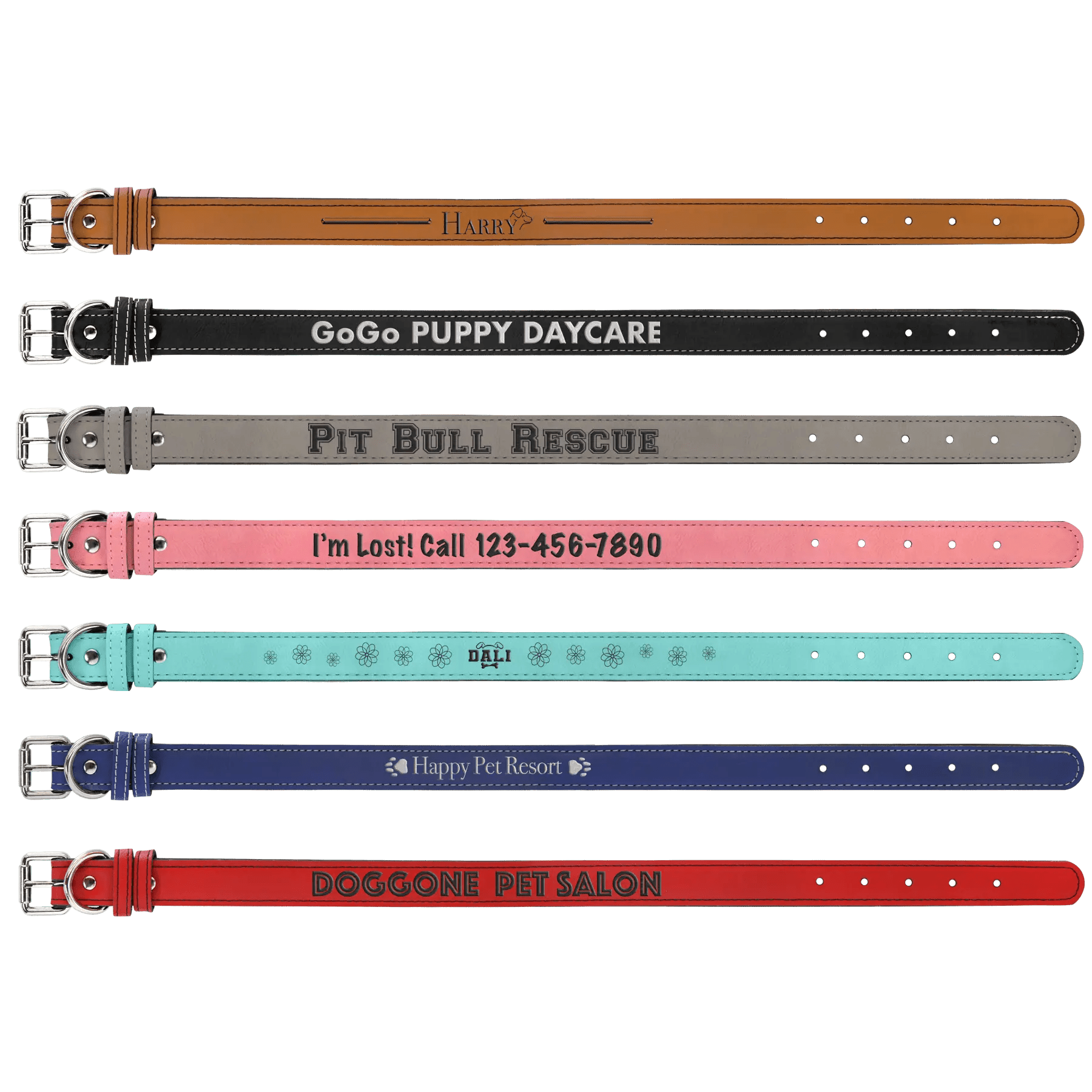 Custom Etched Dog Collar - Leatherette Large 23" x 1" - Smalltown Connetchin