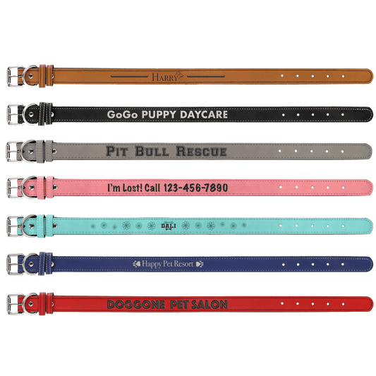 Custom Etched Dog Collar - Leatherette Large 23" x 1" - Smalltown Connetchin