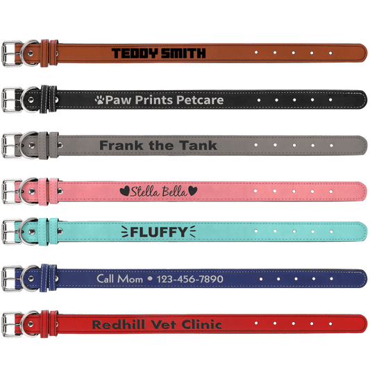 Custom Etched Dog Collar - Leatherette Medium 19" x 1" - Smalltown Connetchin