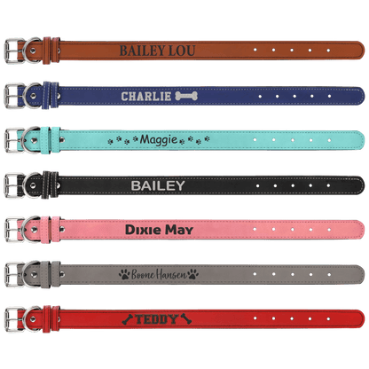 Custom Etched Dog Collar - Leatherette Small 15" x 3/4" - Smalltown Connetchin