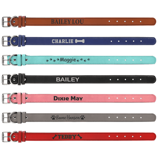 Custom Etched Dog Collar - Leatherette Small 15" x 3/4" - Smalltown Connetchin