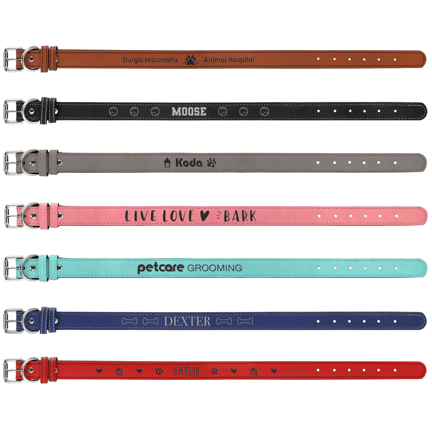 Custom Etched Dog Collar - Leatherette XL 27" x 1 1/4" - Smalltown Connetchin