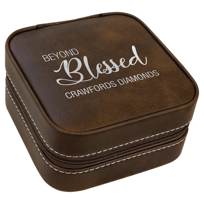 Custom Jewelry Box - Etched Leatherette - Travel Size - Smalltown Connetchin