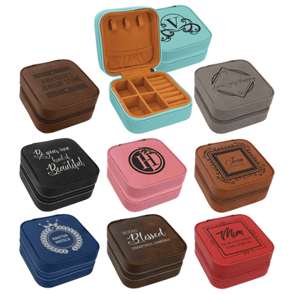 Custom Jewelry Box - Etched Leatherette - Travel Size - Smalltown Connetchin