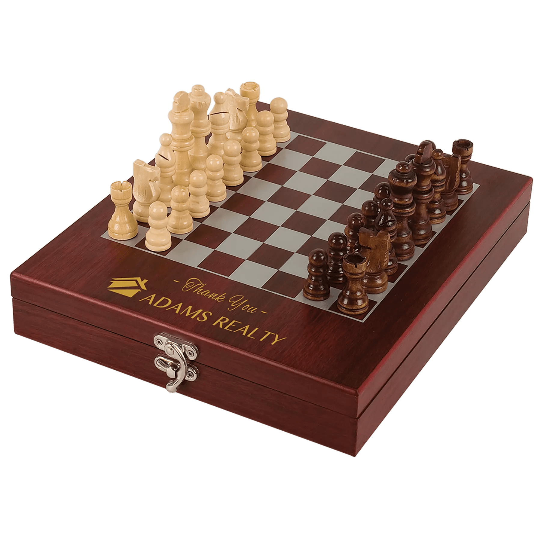 Custom Laser Etched Chess Set with Rosewood Finish - Smalltown Connetchin