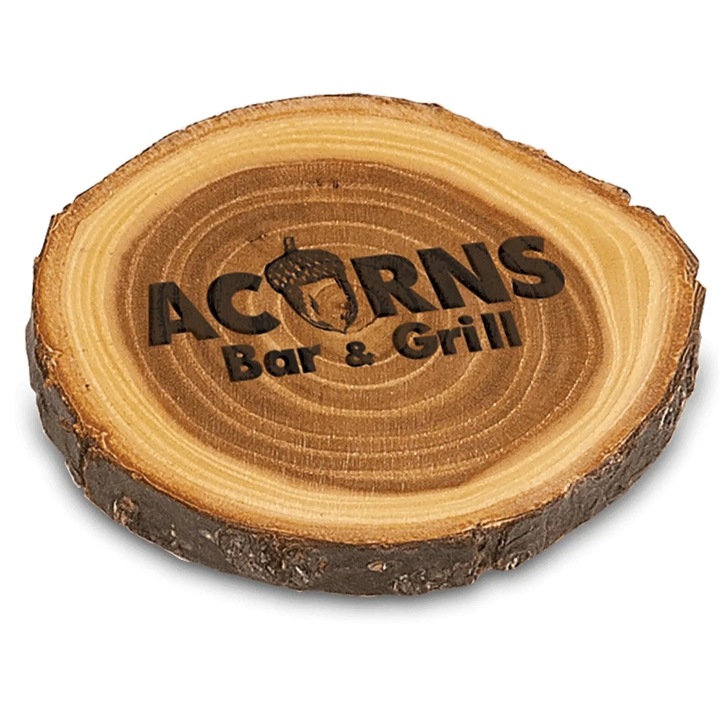 Custom Laser Etched Coasters - 4" Inch Old West Log Elmwood - Smalltown Connetchin