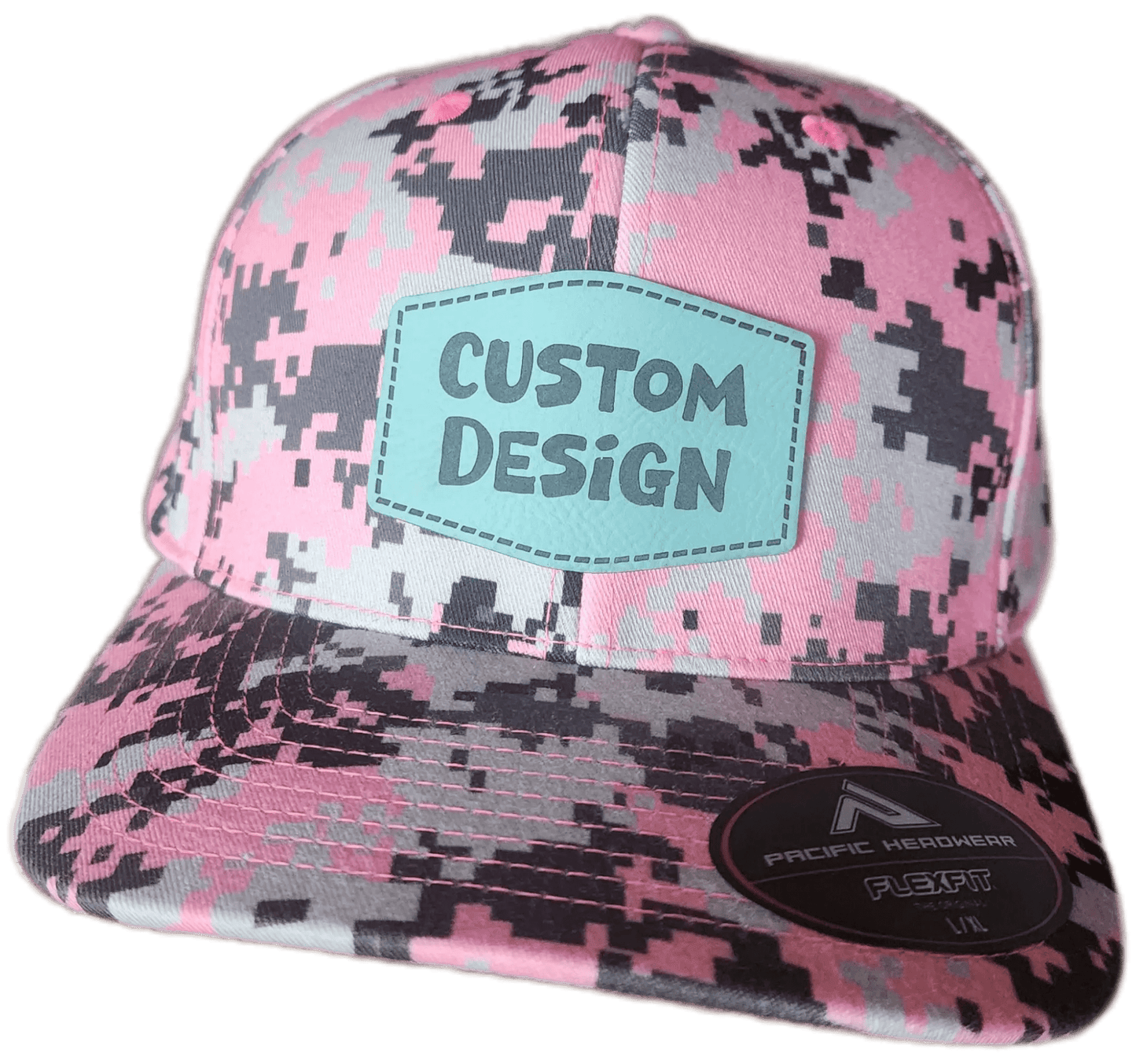 Custom Patch - Pacific Headwear Digi Camo Flex Fit Cap - Pink - Smalltown Connetchin