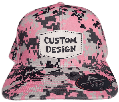 Custom Patch - Pacific Headwear Digi Camo Flex Fit Cap - Pink - Smalltown Connetchin