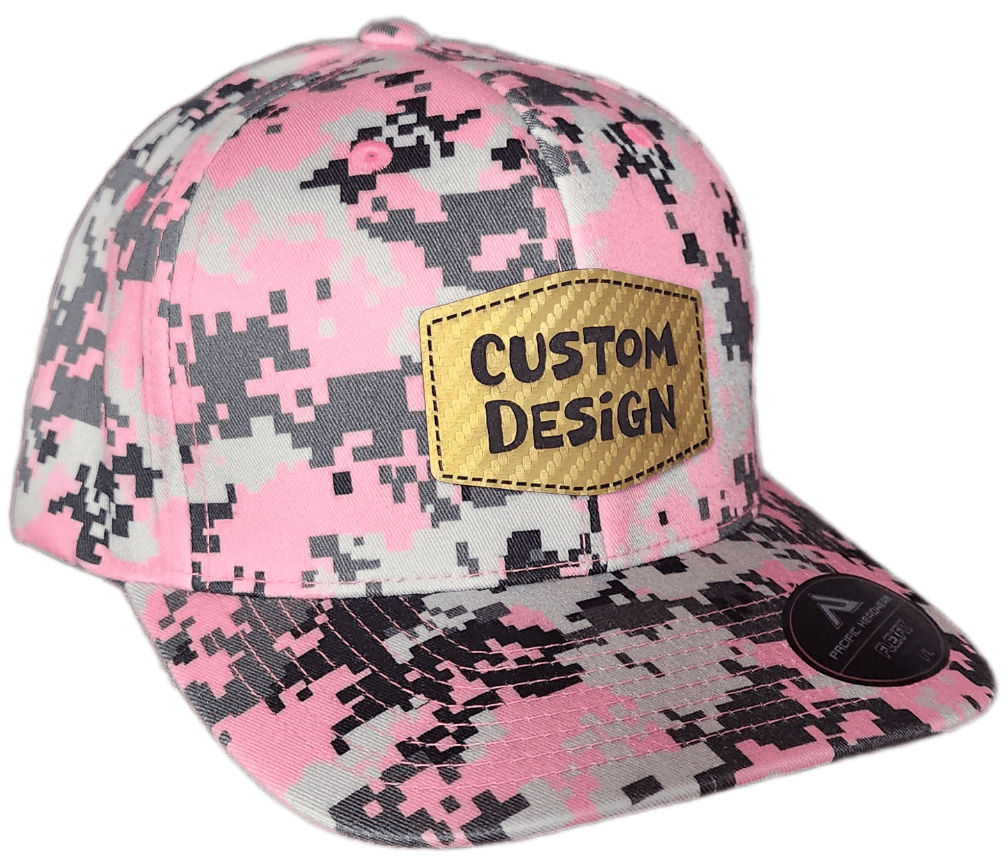 Custom Patch - Pacific Headwear Digi Camo Flex Fit Cap - Pink - Smalltown Connetchin