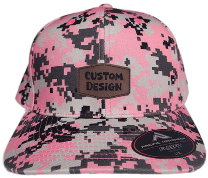 Custom Patch - Pacific Headwear Digi Camo Flex Fit Cap - Pink - Smalltown Connetchin
