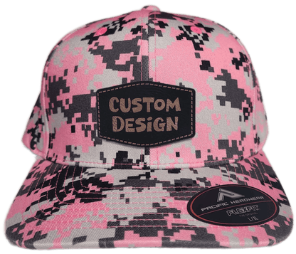 Custom Patch - Pacific Headwear Digi Camo Flex Fit Cap - Pink - Smalltown Connetchin