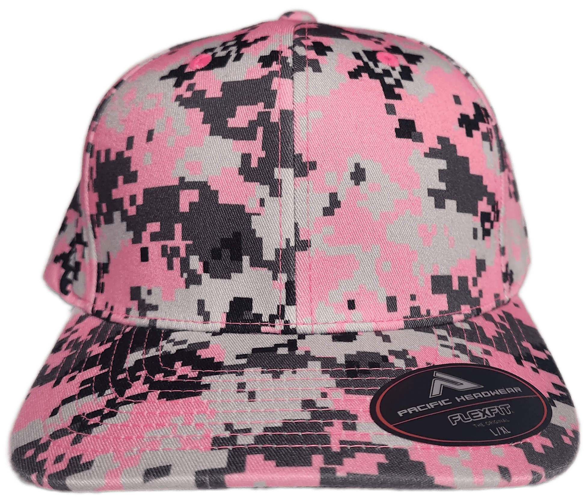 Custom Patch - Pacific Headwear Digi Camo Flex Fit Cap - Pink - Smalltown Connetchin