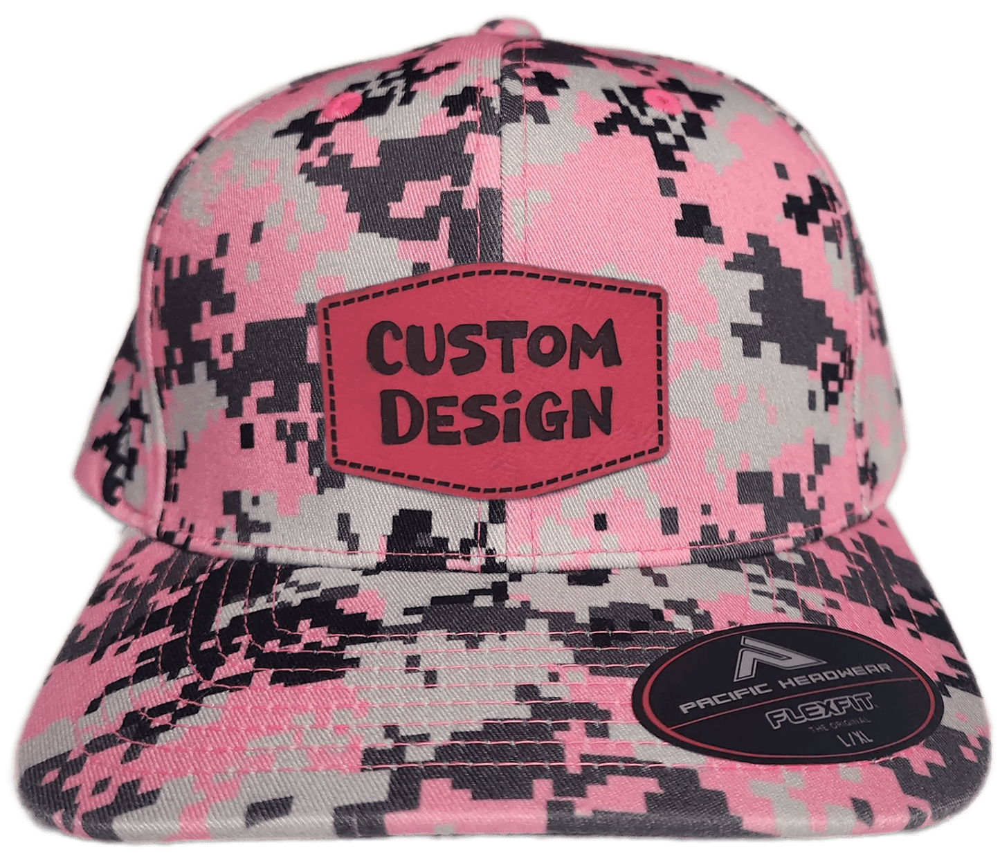 Custom Patch - Pacific Headwear Digi Camo Flex Fit Cap - Pink - Smalltown Connetchin