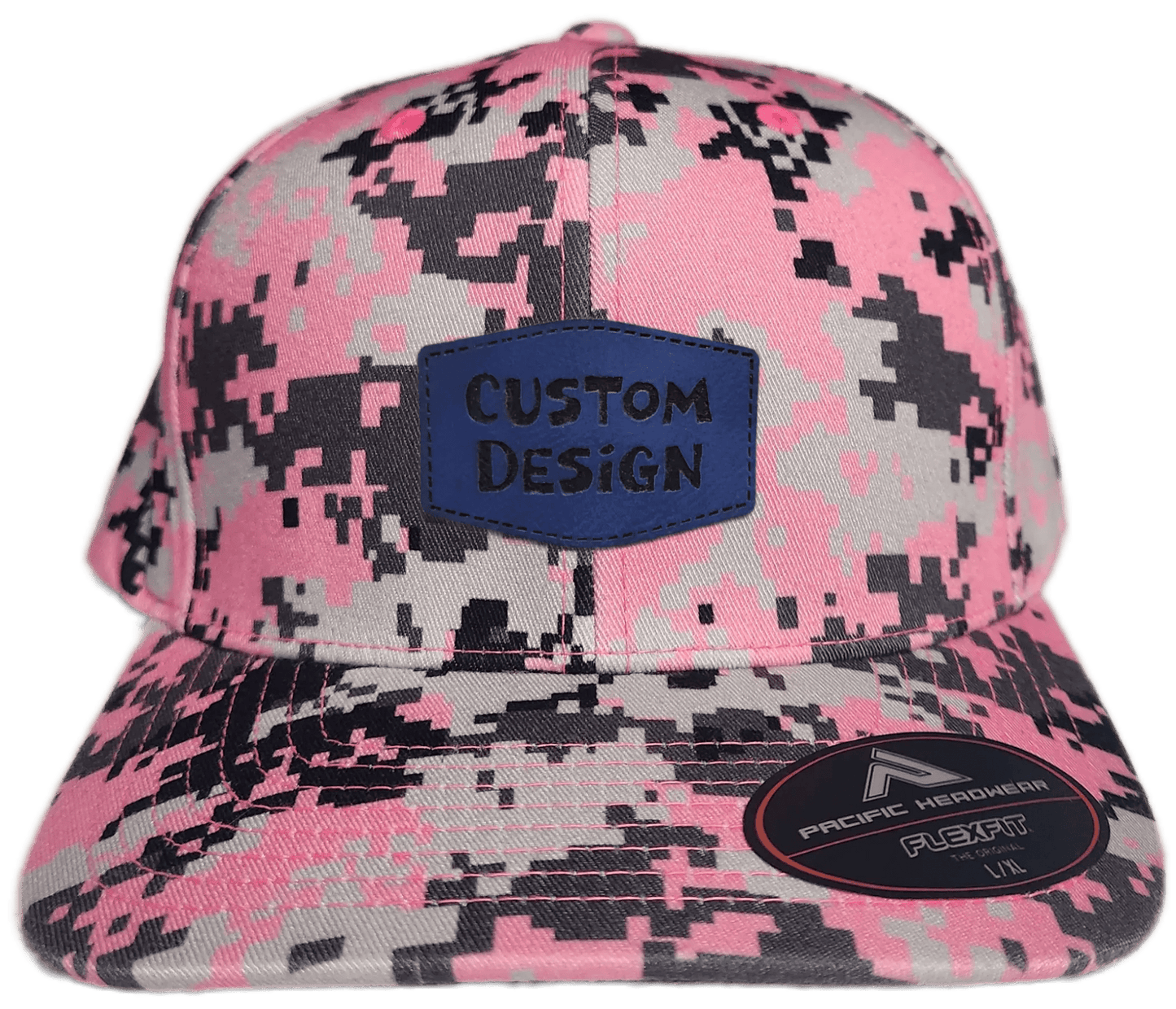 Custom Patch - Pacific Headwear Digi Camo Flex Fit Cap - Pink - Smalltown Connetchin