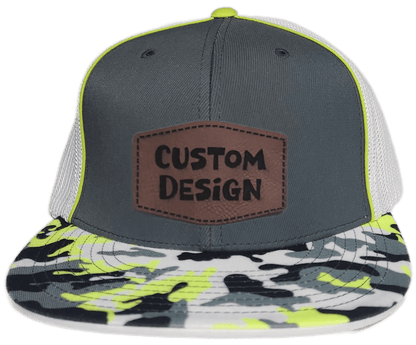 Custom Patch - Pacific Headwear Glamo D - Series Flex Fit Cap - GRAPHITE/WHITE/YELLOW - Smalltown Connetchin