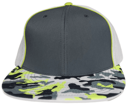 Custom Patch - Pacific Headwear Glamo D - Series Flex Fit Cap - GRAPHITE/WHITE/YELLOW - Smalltown Connetchin