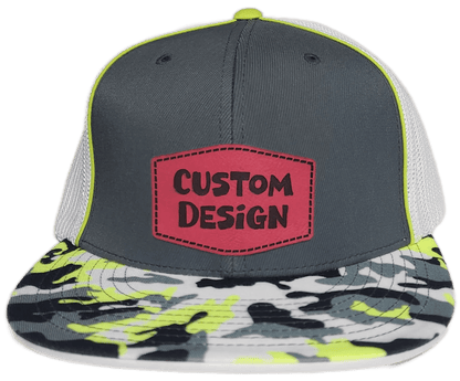 Custom Patch - Pacific Headwear Glamo D - Series Flex Fit Cap - GRAPHITE/WHITE/YELLOW - Smalltown Connetchin