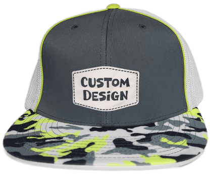 Custom Patch - Pacific Headwear Glamo D - Series Flex Fit Cap - GRAPHITE/WHITE/YELLOW - Smalltown Connetchin