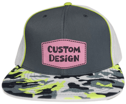 Custom Patch - Pacific Headwear Glamo D - Series Flex Fit Cap - GRAPHITE/WHITE/YELLOW - Smalltown Connetchin