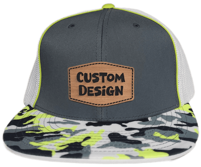 Custom Patch - Pacific Headwear Glamo D - Series Flex Fit Cap - GRAPHITE/WHITE/YELLOW - Smalltown Connetchin