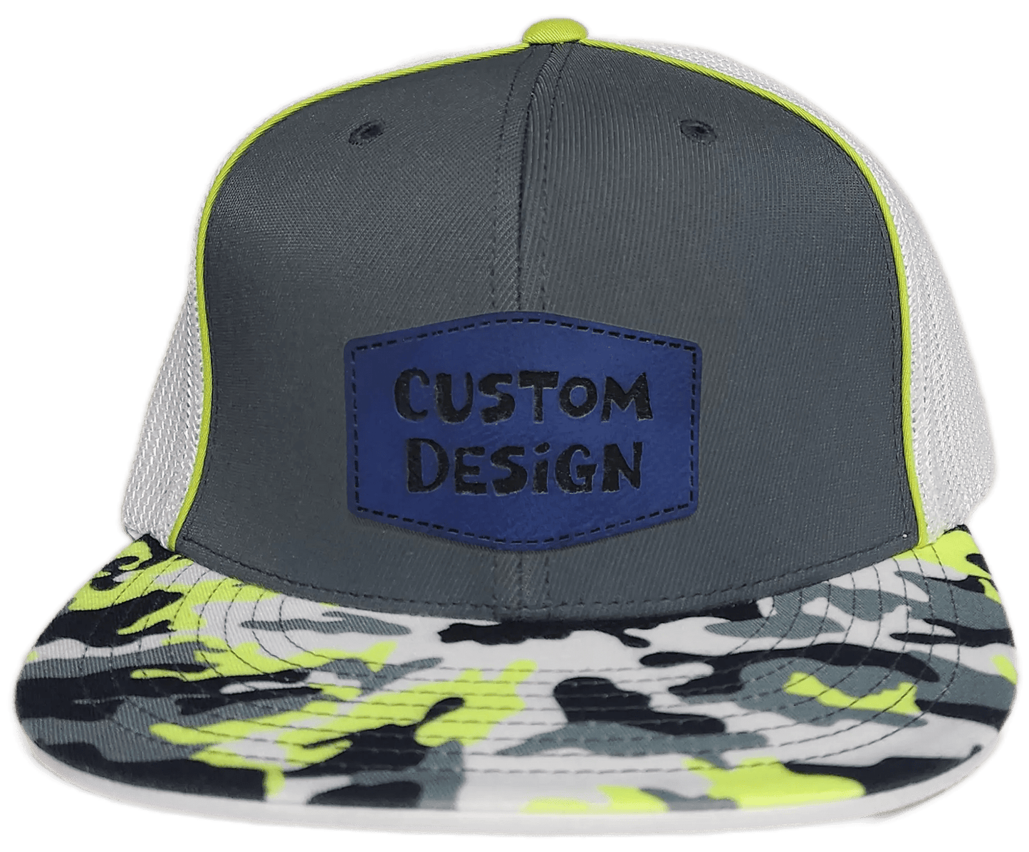 Custom Patch - Pacific Headwear Glamo D - Series Flex Fit Cap - GRAPHITE/WHITE/YELLOW - Smalltown Connetchin
