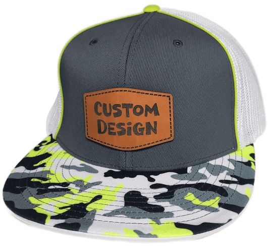Custom Patch - Pacific Headwear Glamo D - Series Flex Fit Cap - GRAPHITE/WHITE/YELLOW - Smalltown Connetchin
