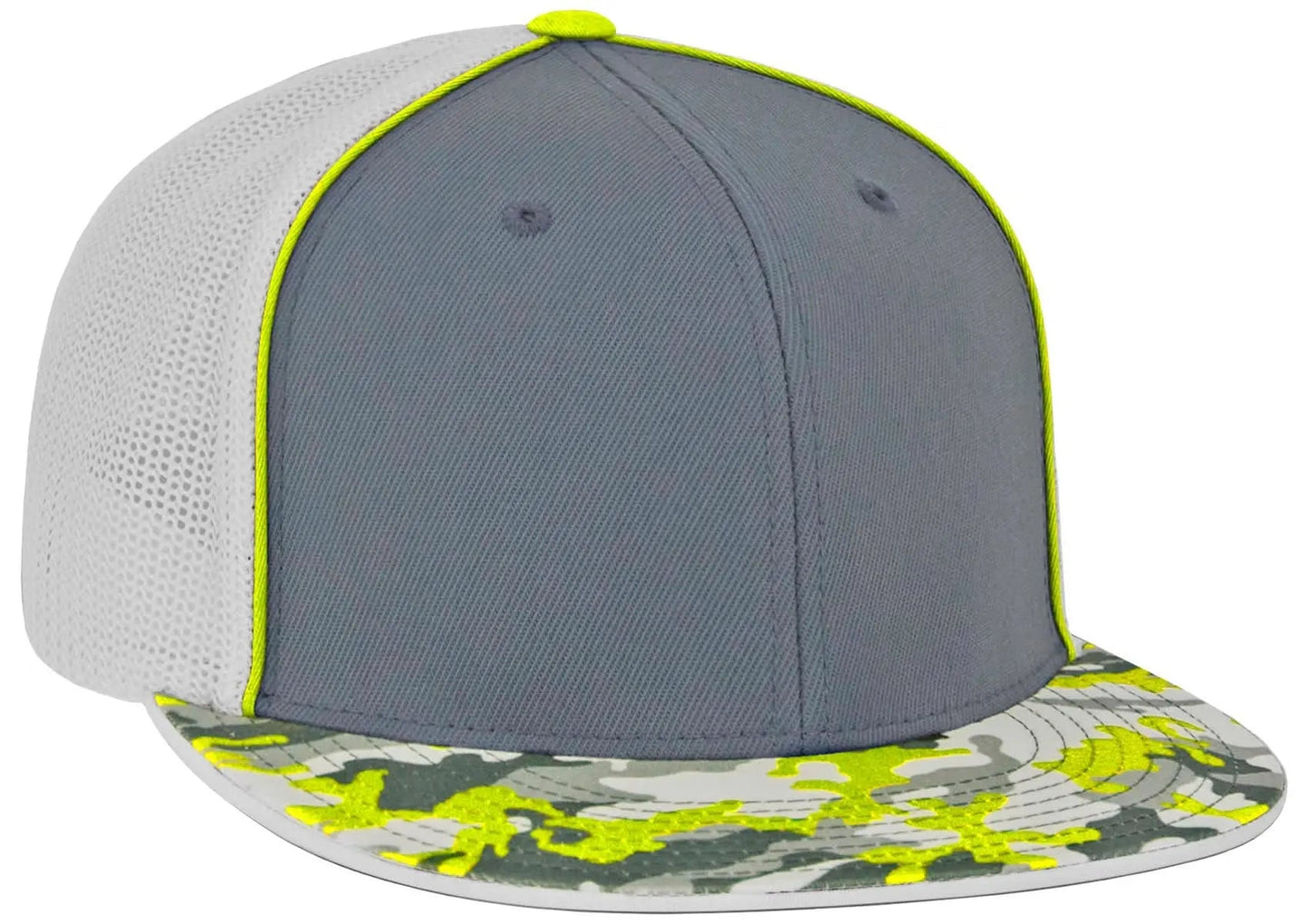 Custom Patch - Pacific Headwear Glamo D - Series Flex Fit Cap - GRAPHITE/WHITE/YELLOW - Smalltown Connetchin