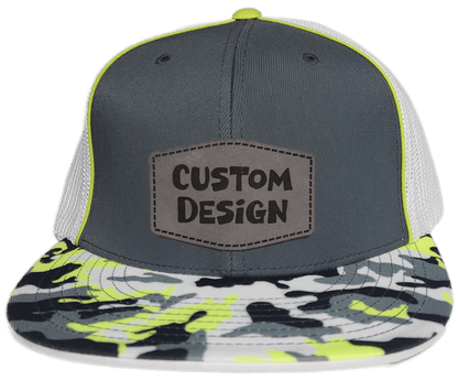 Custom Patch - Pacific Headwear Glamo D - Series Flex Fit Cap - GRAPHITE/WHITE/YELLOW - Smalltown Connetchin