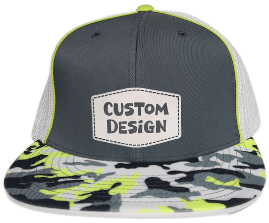 Custom Patch - Pacific Headwear Glamo D - Series Flex Fit Cap - GRAPHITE/WHITE/YELLOW - Smalltown Connetchin