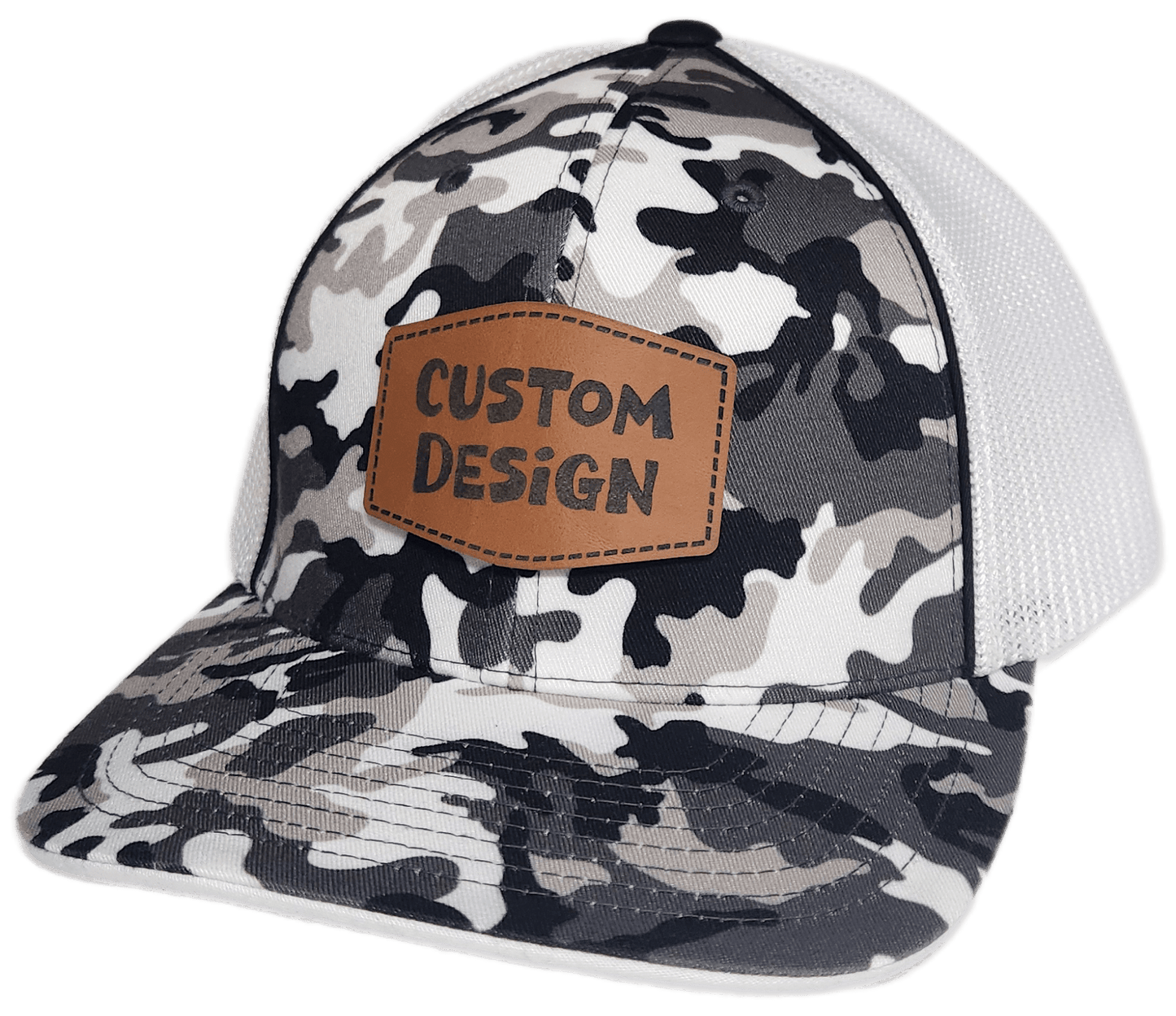 Custom Patch - Pacific Headwear Glamo Mesh Flex Fit Cap - BLACK/WHITE/BLACK - Smalltown Connetchin