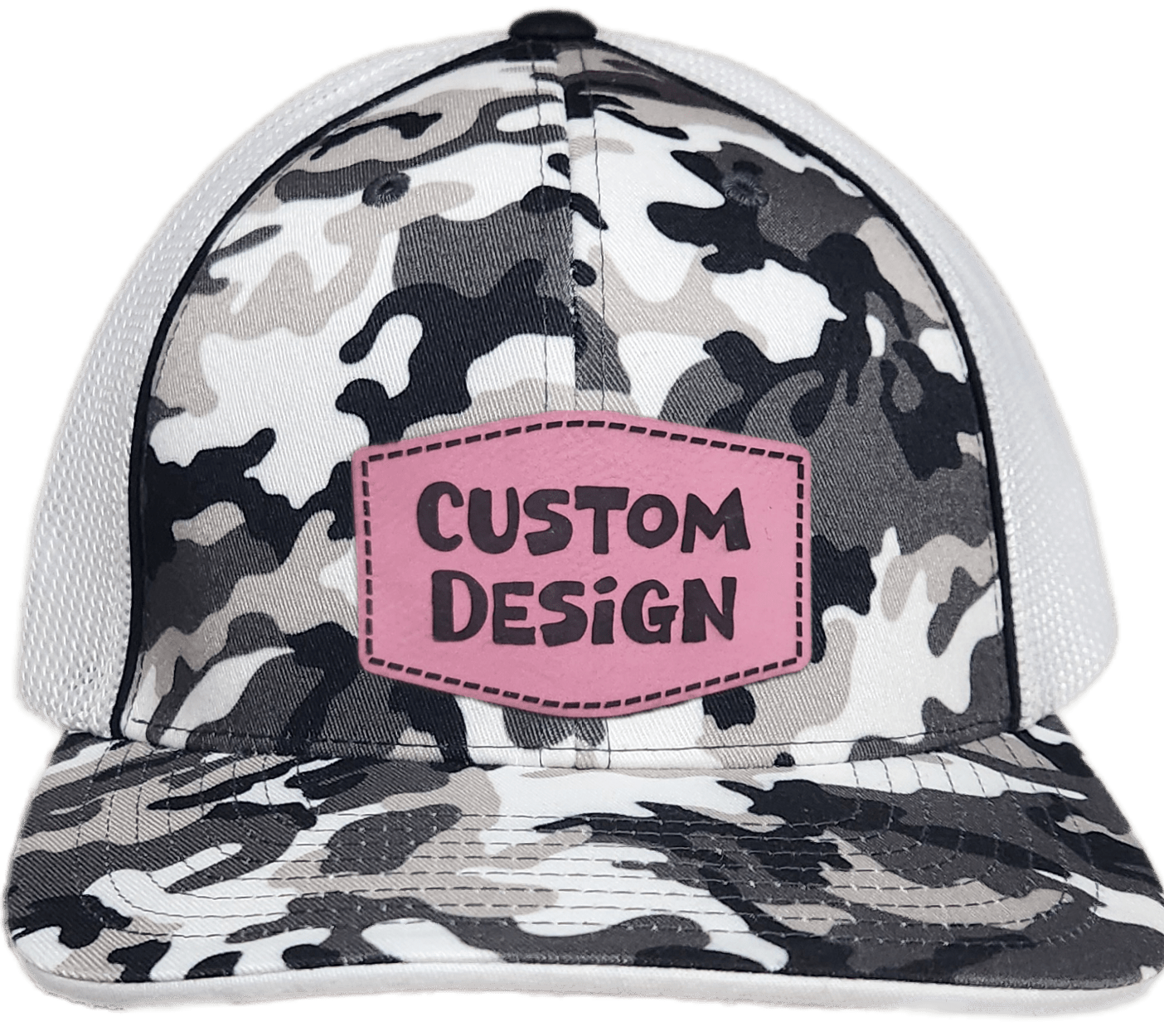 Custom Patch - Pacific Headwear Glamo Mesh Flex Fit Cap - BLACK/WHITE/BLACK - Smalltown Connetchin