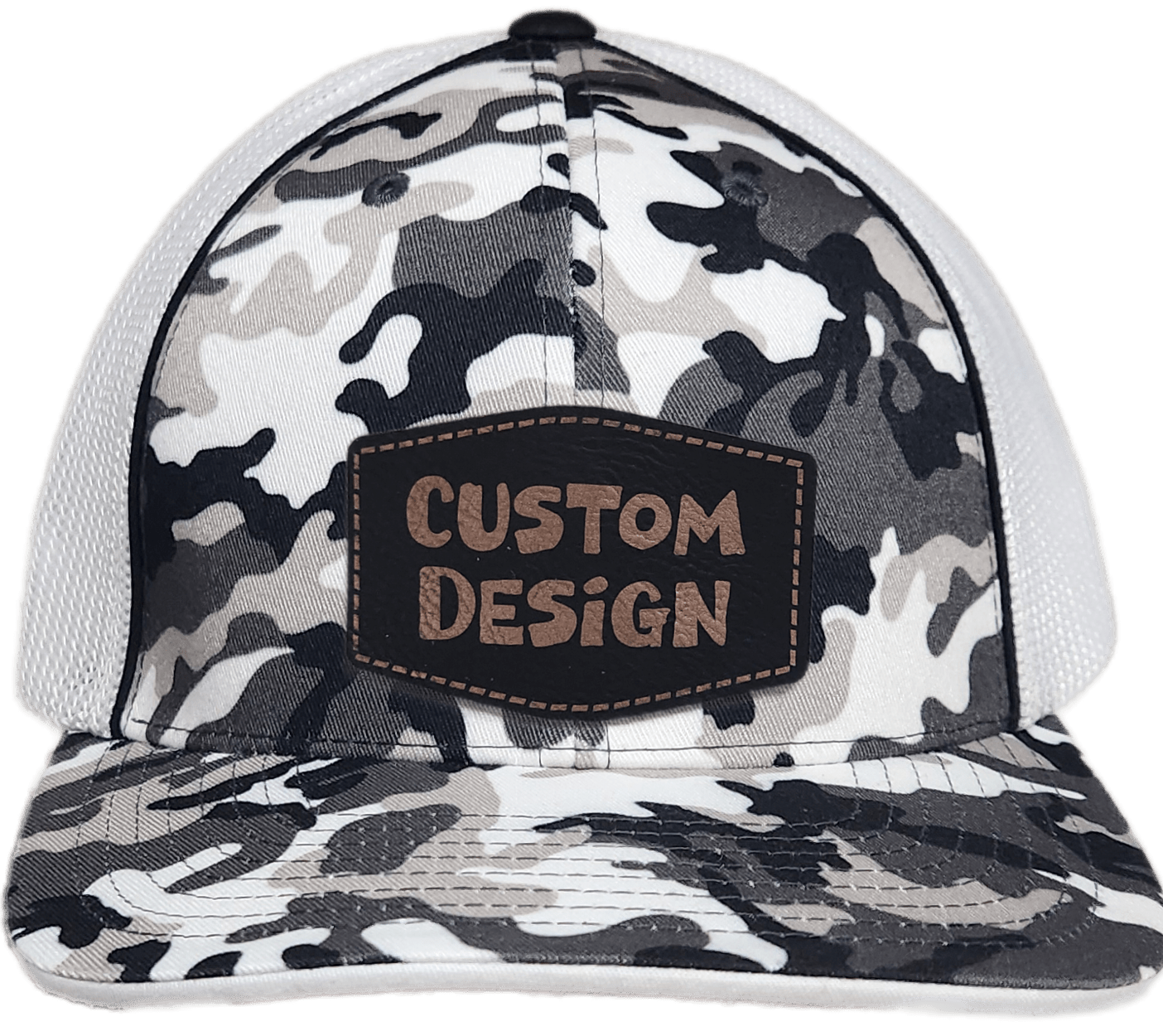 Custom Patch - Pacific Headwear Glamo Mesh Flex Fit Cap - BLACK/WHITE/BLACK - Smalltown Connetchin